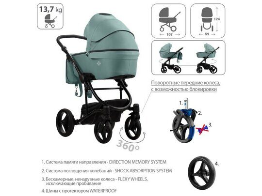 Детская коляска 2 в 1 BEBETTO TORINO TEX